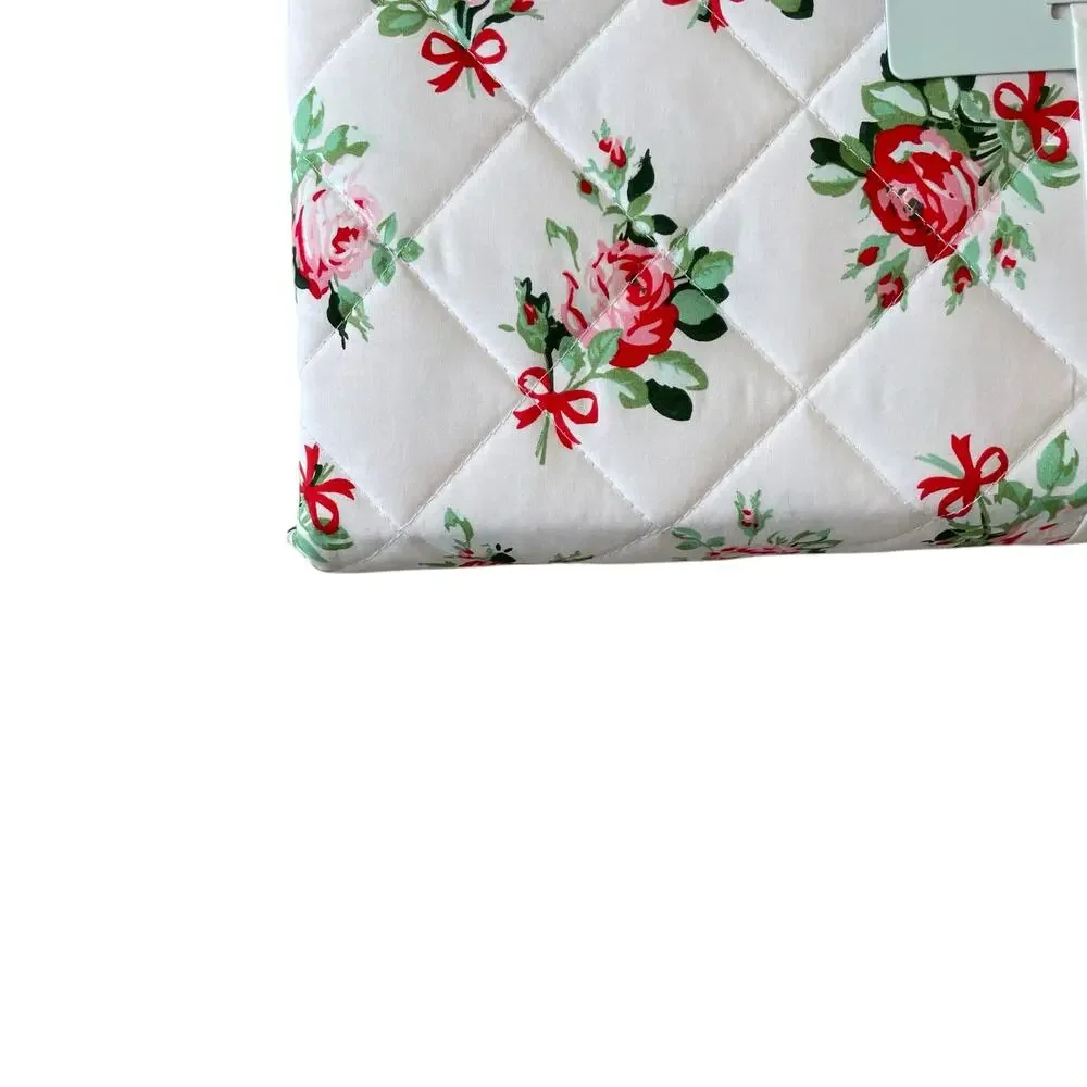 Cath Kidston London 3pc QUEEN Quilt & Sham Set Cottage Rose and Bows Pink NEW